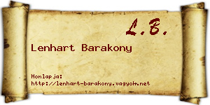 Lenhart Barakony névjegykártya